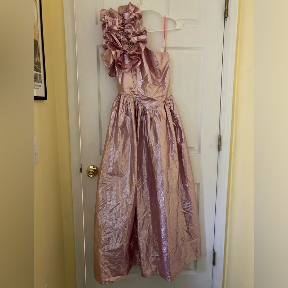 Metallic Pink One Shoulder Dress